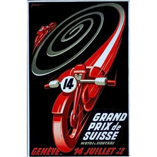 GRAND PRIX DE SUISSE 1946 METAL TIN SIGN POSTER WALL PLAQUE