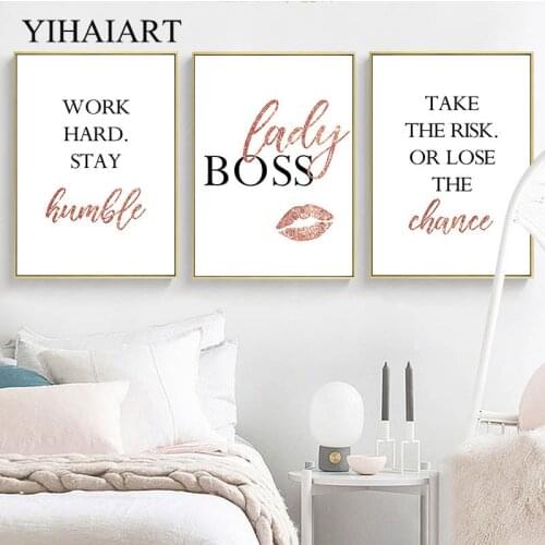 Fashion Quotes Poster Wall Art Canvas Print Motivational Painting Minimalist Lady Boss Decorative Picture Office Room Decoration
