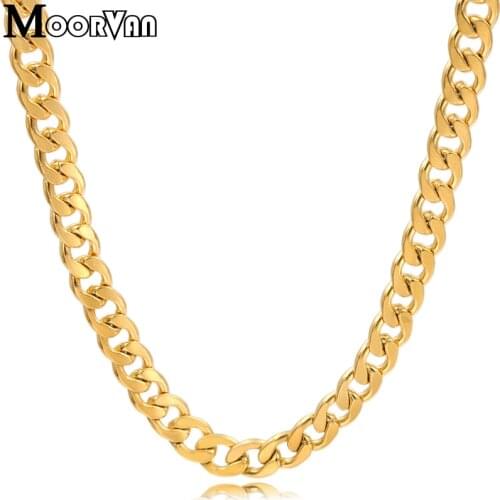 Moorvan mans NK chains gold color Necklace Figaro 55cm 5mm stainless steel fashion jewelry for mens gift wholesale VN219