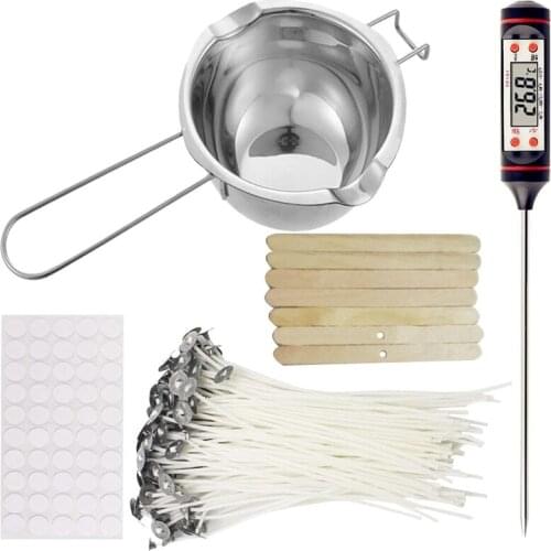 FQYL Candle Making Kit,Candle Melting Pot,Candle Wicks,Wick Stickers, Candle Wicks Holder,Thermometer and Stirring Sticks