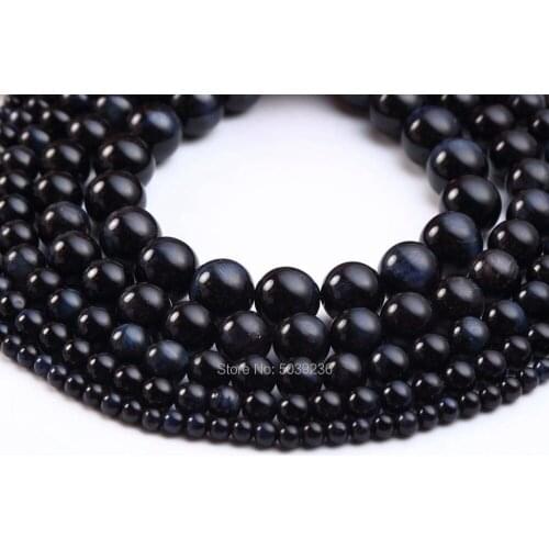 Wholesale Natural Stone Ink Blue Tiger Eye Beads Loose Beads for Jewelry Making Necklace Bracelet DIY 4 6 8 10 12mm