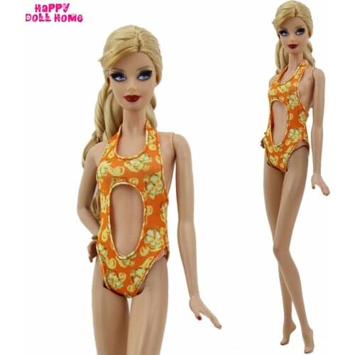 Handmade Orange Swimwear Summer Beach Bikini Swimsuit Sexy Bathing Outfit For Barbie Kurhn Doll Dollhouse Accessories Toy