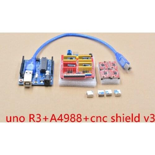 1set cnc shield v3 3d printer expansion board engraving machine A4988 driver board with 4pcs A4988 with uno R3