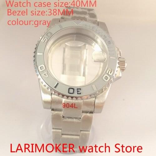Suitable for NH35 NH36 Miyota 8215 40 mm sapphire glass 904L stainless steel case transparent back with bezel gray