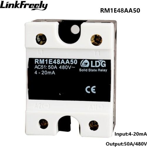 RM1E48AA50 50A 220V SSR Relay Solid State,2SCR Output:42-530VAC Input:4-20mA,Electrical Voltage Relay Module Factory