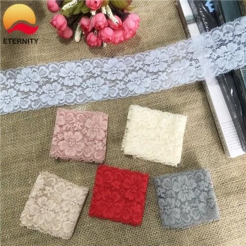 S1103 6CM High Quality White Elastic Lace Ribbon Trims Underwear Lace Trim Embroidered ForDIY crafts material gift packing lace