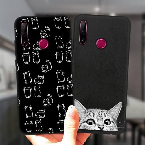 For Huawei Honor 20 Lite 30 10i 20i 30i 9X 8X 10X Mate 10 20 Lite Pro Phone Case Cute Space Happy Cats Black Silicone Cover