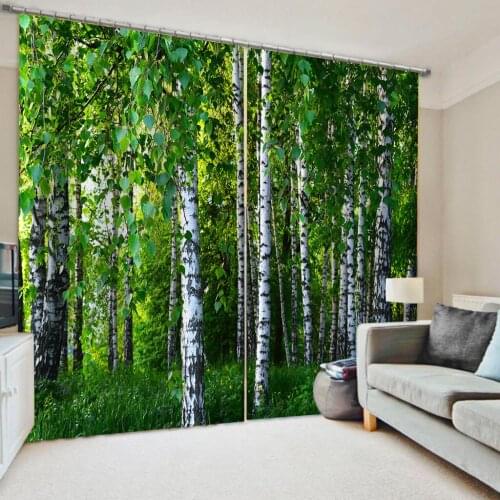 Modern Curtains Blackout Forest Scenery Curtains For Living Room Bedroom Green Tree Photo 3D Curtain Drapes