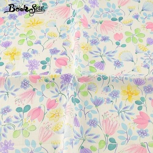 Booksew Cotton Floral Fabric Tecido Sewing Material DIY White Telas Quilting Patchwork Twill Design Scrapbooking Tissu Coton