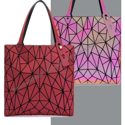 Female Handbags Luminous Bao Bag Reflective Geometric Bags for Women 2021 Quilted Shoulder Bags Totes