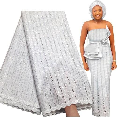 Fabricbob Polished Cotton Swiss Voile Lace Fabric 2021 High Quality Nigerian Party Borer Embroidery African Lace Fabric 5 Yards