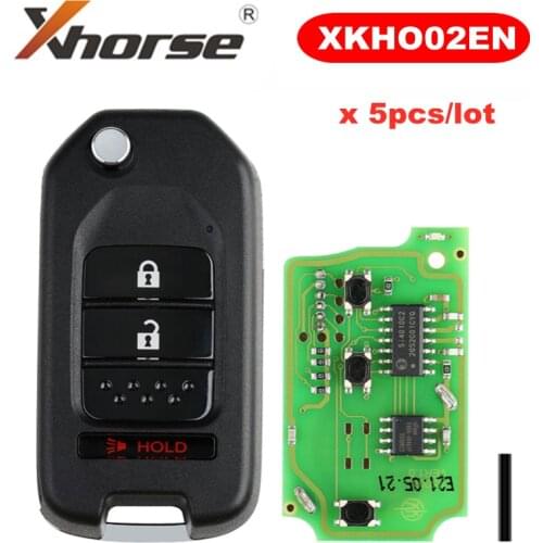 Xhorse XKHO02EN for Honda Universal Wire Remote Key Fob 2+1 Button English Version 5pcs/lot