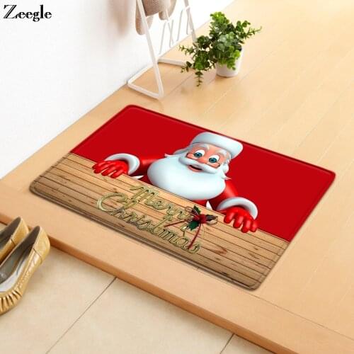 Zeegle Christmas Floor Mat Anti Slip Bathroom Doormat Absorbent Hallway Floor Rug Washable Sofa Foot Mat Polyester Bedrooom Rug