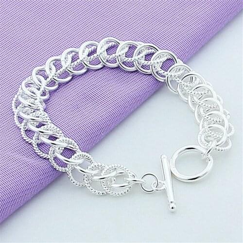 Women Bracelet Silver Simple Round Circle Chains Bracelets For Women Birthday Party Silver 925 Jewelry Gift