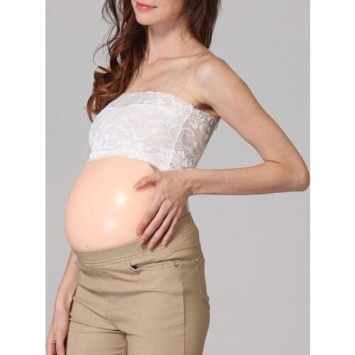 Women Fashion 4 Size Silicone Fake Belly Artificial Fake Pregnancy Baby Tummy Pregnant Bump Bodysuit Body Shapers Handmade Gifts