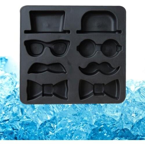 1 Piece Creative Ice Cube Mold Homemade DIY Hat Bowknot Beard Glasses Pattern Ice Cube Tray Home Summer Homemade Ice Cream Tools