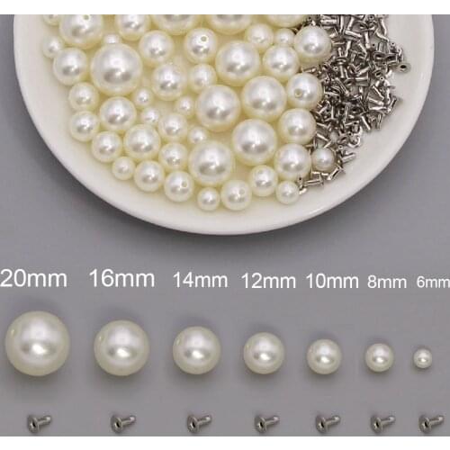 10/50/100Packs Rivet Acryl Beads Imitation Pearls Rivets Studs For Clothes/Bags/Shoes Studs Button 6/8/10/12/14/16/20MM Spikes