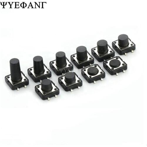 10PCS PCB Tactile Tact Mini Push Button Switch SMD 4pin Micro switch 12x12x4.3MM/5MM/6MM/7MM/8MM/9MM/10MM/12MM