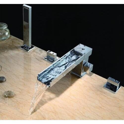 2020 Wholesale New Promotion Product Luxury Solid Brass Chrome Finished 4-Hole Waterfall Tub Shower Mixer Faucet Bath Filler Tap