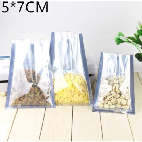 5*7cm 300Pcs/Lot Aluminium Foil Clear Bag Open Top Mylar Foil Plastic Vacuum Pouches Heat Seal Food Storage Flat Snack Packaging