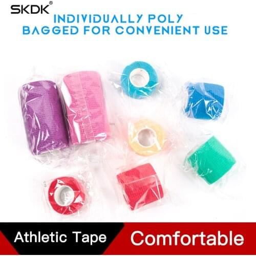 SKDK 5pcs Athletic Tape Non Woven Bandage Rolls Self Adherent Cohesive Wrap Bandages Bundle Pack for Wrist & Hand Premium-Grade