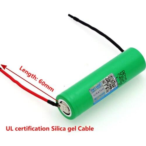 6PCS. VariCore New 18650 2500 mAh Rechargeable Battery 3.6V INR18650-25R 20A Discharge + DIY Silica Gel Cable