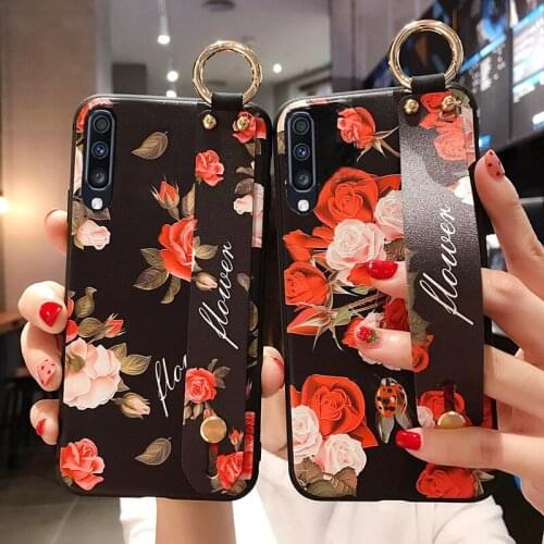 Holder Phone Case For Samsung Galaxy A20 A30 A10 A40 A50 A60 A70 S9 S8 S10 Plus S10e Note 10 Plus 8 9 A750 Wrist Strap TPU Cases