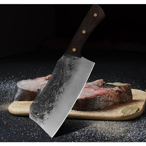 Damask Chinese Handmade Forged Sharp Blade 5CR15 MOV Stainless Steel Butcher Knives Cleaver Filleting Slicing Cooking Tools