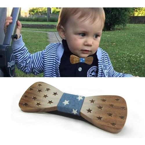 Kids Handmade Wood Bow Tie For Boy Baby Bowknot Children Bowtie