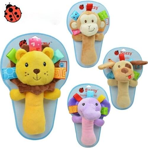 Baby Animal Hand Bell Rattle Soft Rattle Toy Newborn Rattle Mobiles Baby Toys Cute Plush Bebe Toys Cartoons Christmas Gift