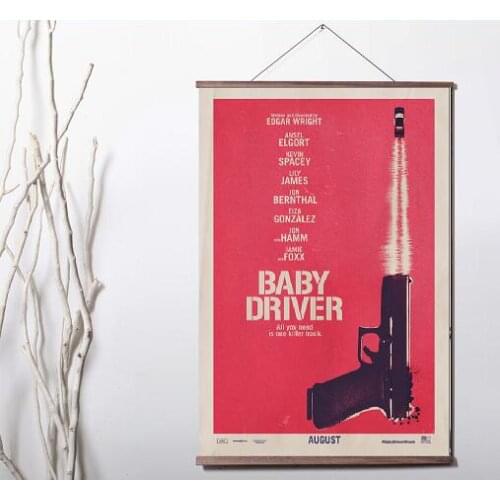 Baby Driver Movie Art Canvas print poster decoration painting with solid wood hanging scroll