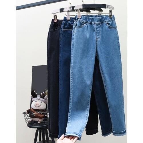 High waist Women Jeans 2021 Fashion Trend Fall/winter Elastic waist Casual Pants Plus size 5XL Female Stretch Denim Trousers