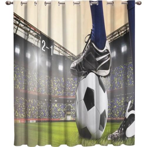 Gymnasium Soccer Curtains Balls Football Design 3D Window Curtains for Living Room Bedroom Kitchen Cortinas Para Sala De Estar