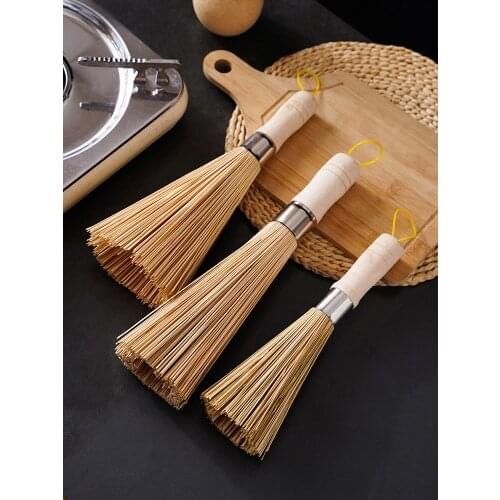 Brush pot artifact handmade bamboo brush old-fashioned cooking broom pot brush household kitchen non-stick oil cleaning tool