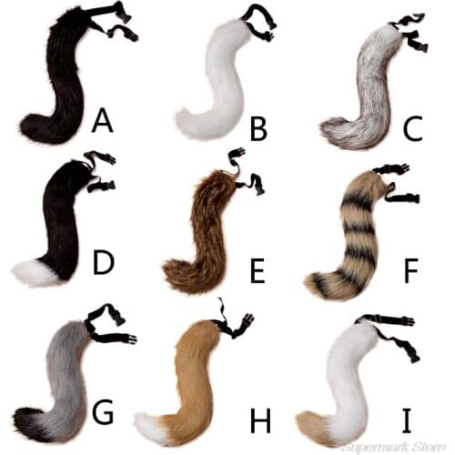 Faux Fur Animal Bendable Tail for Adult Teen Adjustable Furry Wolf Dog Halloween Christmas Cosplay Costume Party Props M24 21