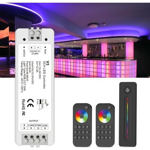 2.4G Wireless RGB LED Controller CCT DIM DC 12V~24V 4A/Channel High Power For Diode Strip Lights Tape Dimmable
