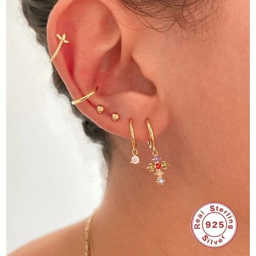 Fashion Women Cross Pendant Cricle Earring Tragus Cartilage Earrings Punk Gift 925 Jewelry Engagement Party Pendientes Aretes