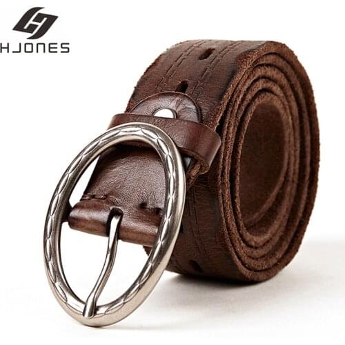 2021 New Genuine Leather Belts for Men Casual High Quality Strap pin buckle jeans cowboy Men cowskin fashion PK1300
