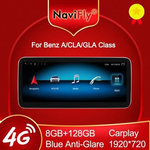 NaviFly 8GB+128GB Carplay 10.25" Android 10 Car Multimedia Player For Benz A Class W176/GLA-Class X156/CLA-Class C117 2013-2017