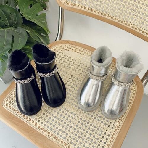 Dolakids New Winter Girls Boots Thick Cotton Boots Warm Shoes for Children Fashionable Baby Fleece Lined Shoes