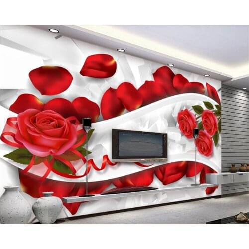 Beibehang Custom wallpaper romantic rose petals 3d luxury living room tv background murals wallpaper for walls 3 d papel tapiz