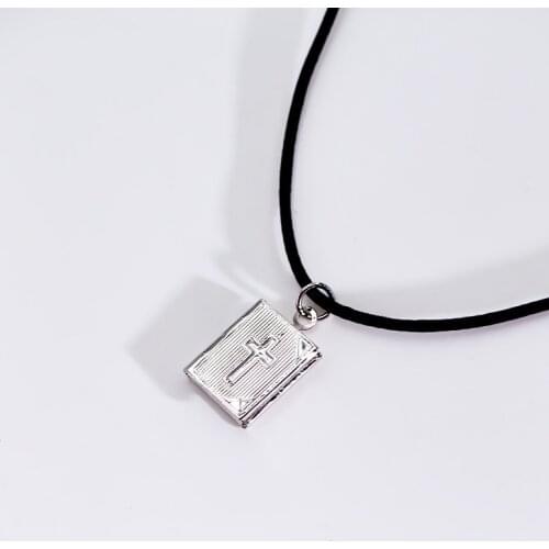 Valentines Lover Gift Cross Photo Frame Can Open Locket Leather Rope Necklaces Pendants Jewelry For Women YT-N233