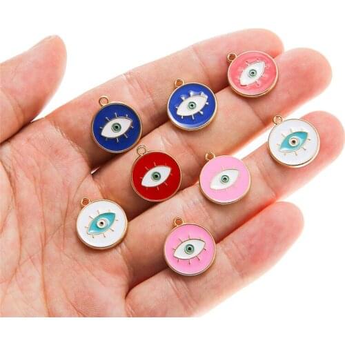 10pcs/lot Smile Face Eyes Mixed Color Enamel Charms Pendant For Women DIY Necklace Earrings Alloy Jewelry Accessories