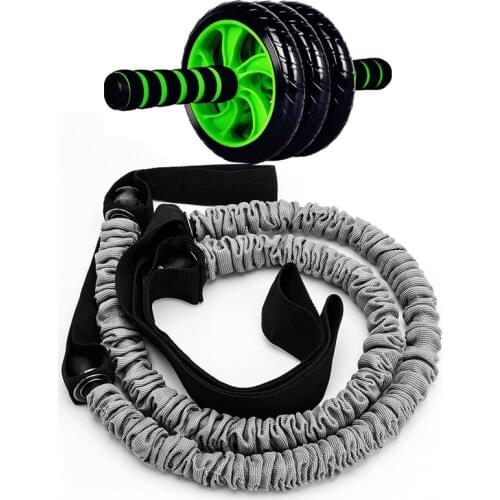 Gray-black Fitness Abdominal Muscles Wheel Auxiliary Tension Belt Combined Elastic Rope One Word Resistance Belt Free Shipping
