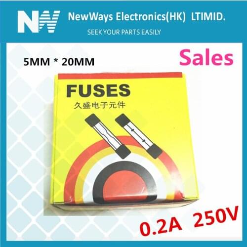 Fuse 100PCS/Lot Glass fuse 5*20mm 0.2A 250V High quality Fuse