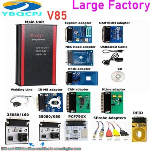 V85 Iprog+ Iprog Pro ECU Programmer with Probes Adapters for in-circuit Support IMMO+Mileage Correction+Airbag Reset till 2019