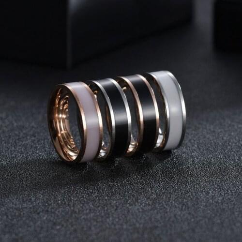 Fashion Jewelry Ring for Men and Women Simple Design Black and White Titanium Stainless Steel Anniversary Ring for Men Anillos M