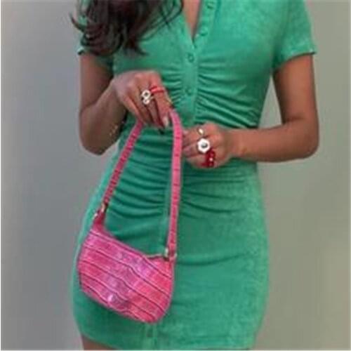 Sexy Mini Slim Dress Women Green Club Party Dress Turn-Down Collar Button Short Dresses Female Elegant Streetwear Shirt Vestidos