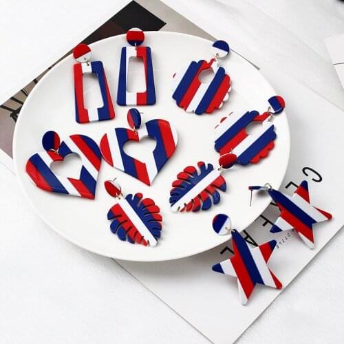 2021 New Acrylic Material Various Styles Surface American Flag Color Earrings For Women Girls Wedding Party Jewelry Accessorie