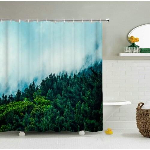 Natural Rural Scenery Bathroom Curtains Forest Trees Shower Curtains 3d Printed Home Decor with Hooks 180x240cm Bath Curtains